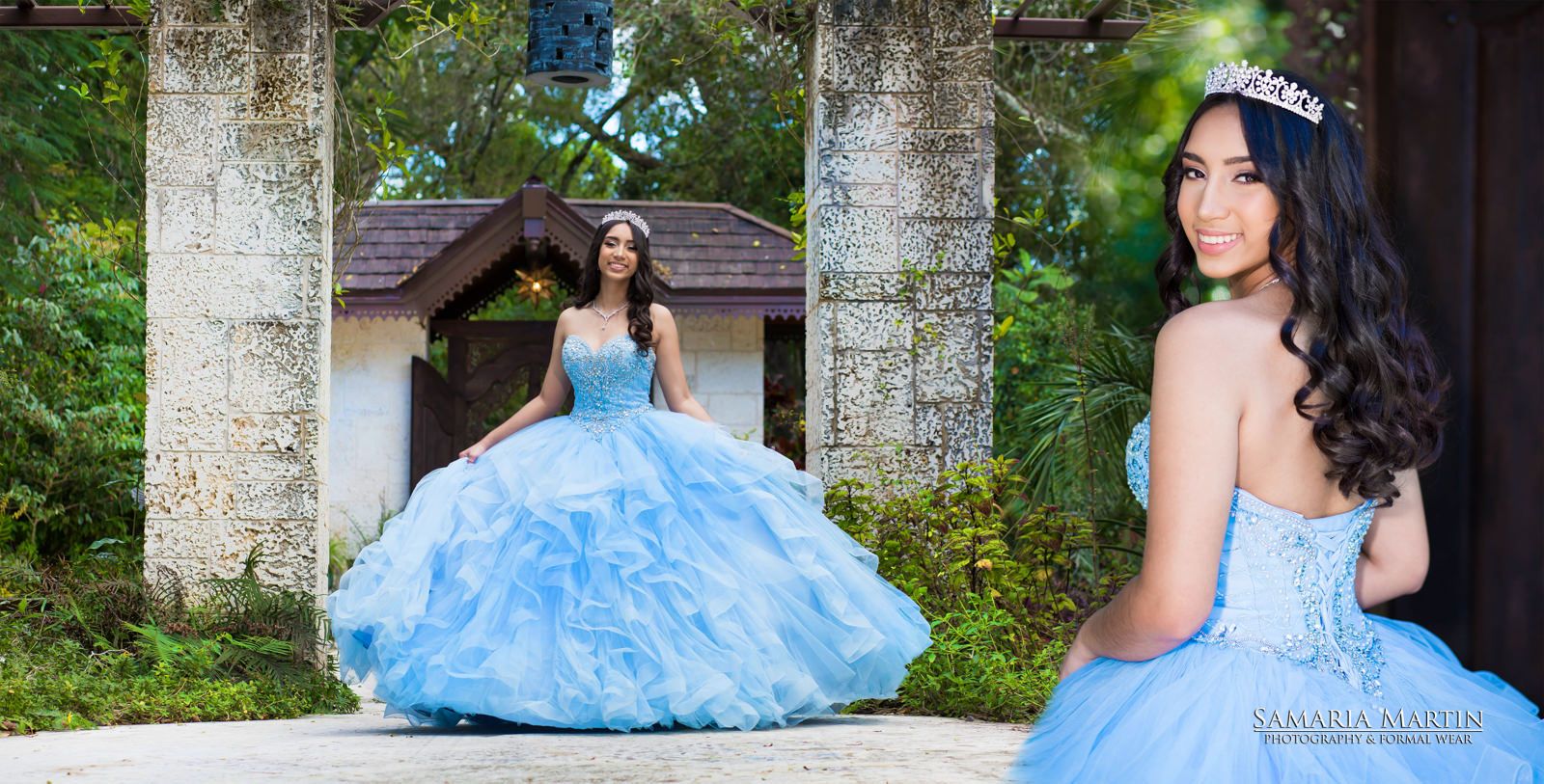 quinceanera with flowers, samaria martin photography, quinceaneras dresses in Miami, Miami dress rental, quince photography near me