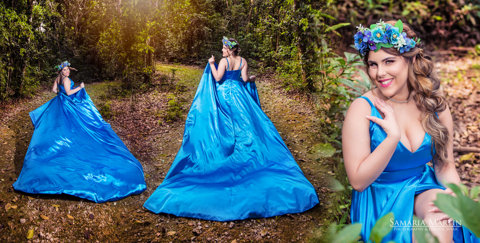 Blue quinceanera dresses, quinceanera photoshoot in a garden, morilee blue dresses, 15 photoshoot with flowers, best Naples photographer, Samaria Martin Photography