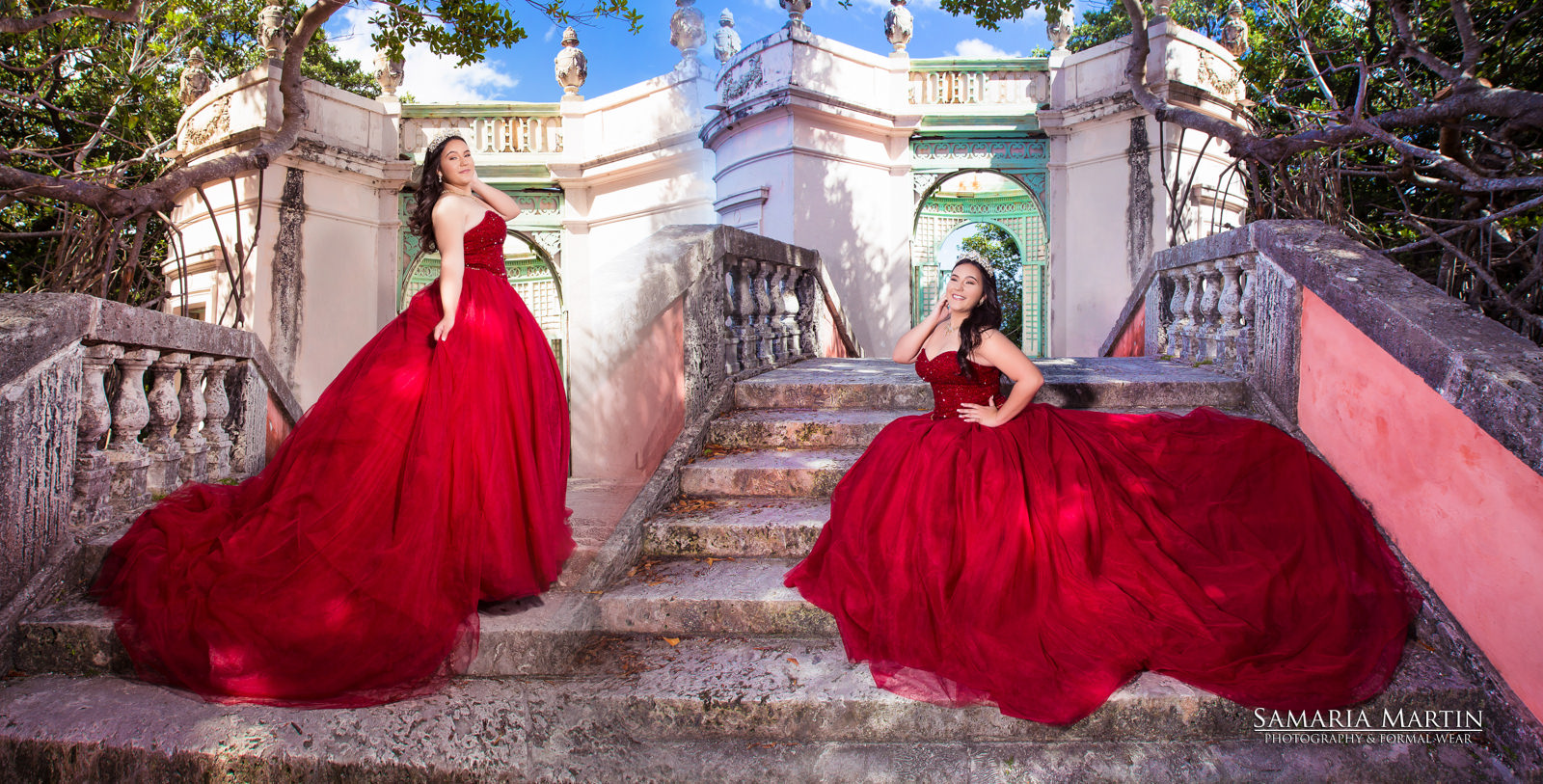 Photoshoot Cruz Building, custom photoshoot quinceanera, quinceanera morilee dresses, Samaria Martin best photographer in Miami, the best quinceaneras photoshoot in Miami