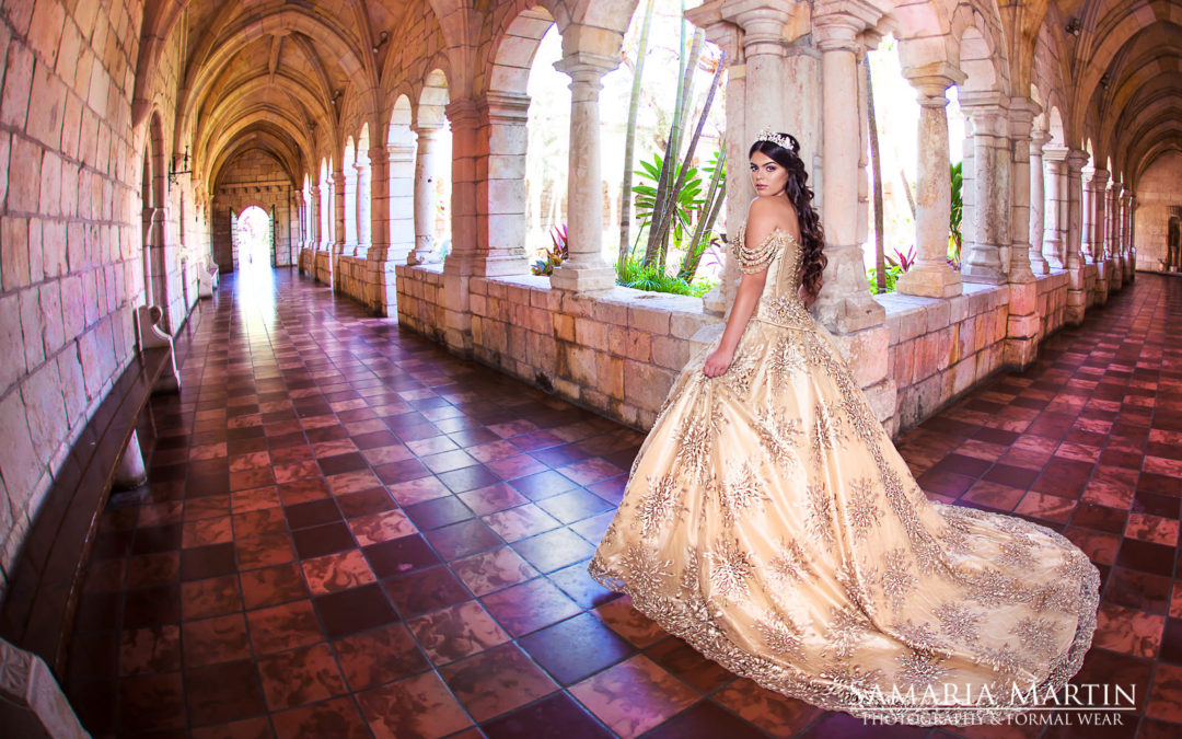 samaria martin qINCE PICTURE IDEAS MIAMI Ragassa dress, Spanish monastery miami quince ideas