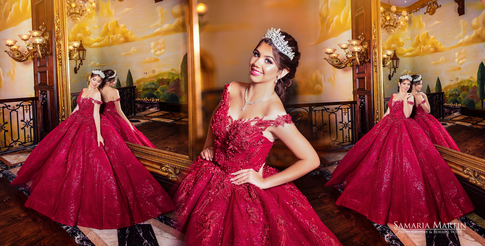 Quinceanera dream, best poses with red dress, exclusive photography Samaria Martin