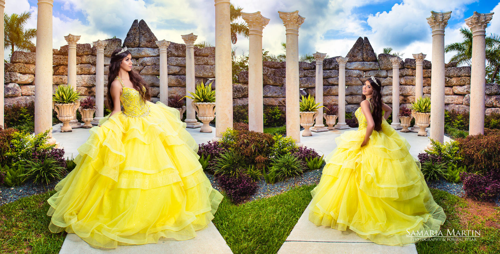 Quinceanera photoshoot in the garden, unique quinceanera photos, Samaria Martin photographer