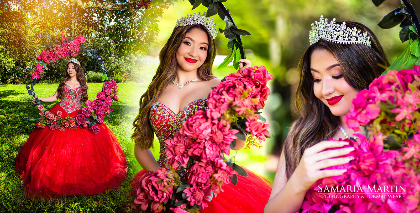 Photos with beautiful flowers, quinceanera in Secret Garden, head flower crown, fotos de quinceaneras, best photoshoots for quinceaneras