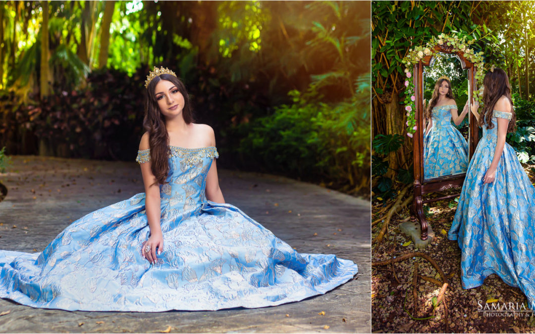 Quinceanera photo with blue dress, original quince picture, quinces photography, quinceanera photography packages, Samaria Martin