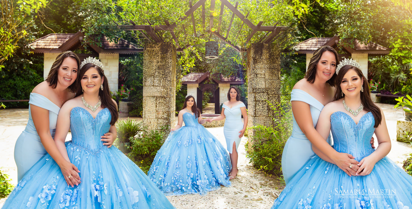 Quinceanera photo with mother, photoshoot with blue dress, best Florida photographer, magic photoshoot, fotos de quinceanera