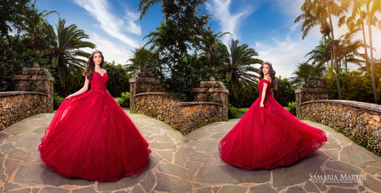 Photos quince in Miami, original quince picture, quince dress boutique, Samaria Martin photographer, gown rental