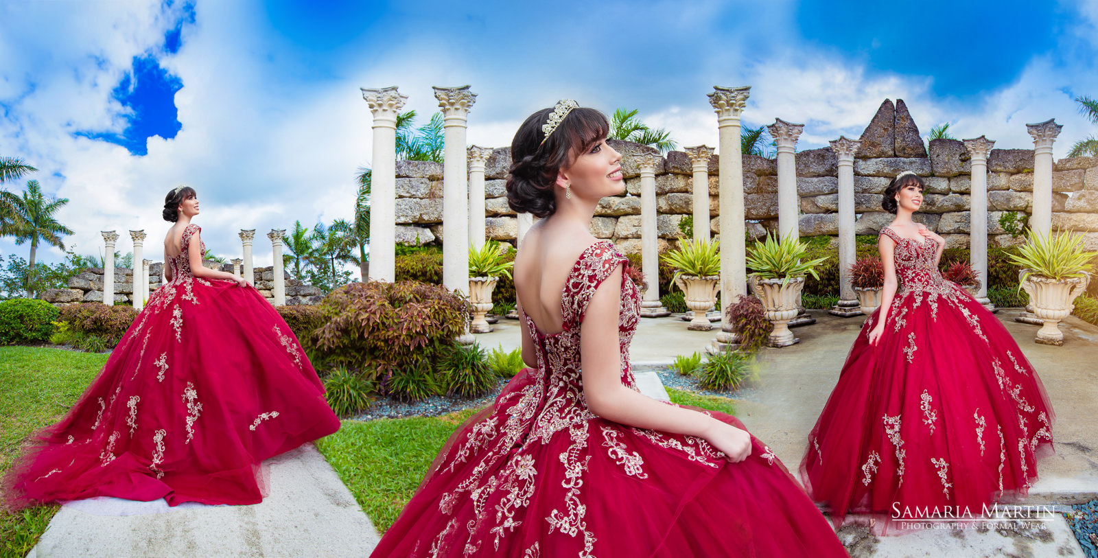 Quince Photography, mejores sesiones de fotos para quinceaneras en Miami, red quinceanera dresses, Samaria Martin, Miami Dress Rental 2 (1)