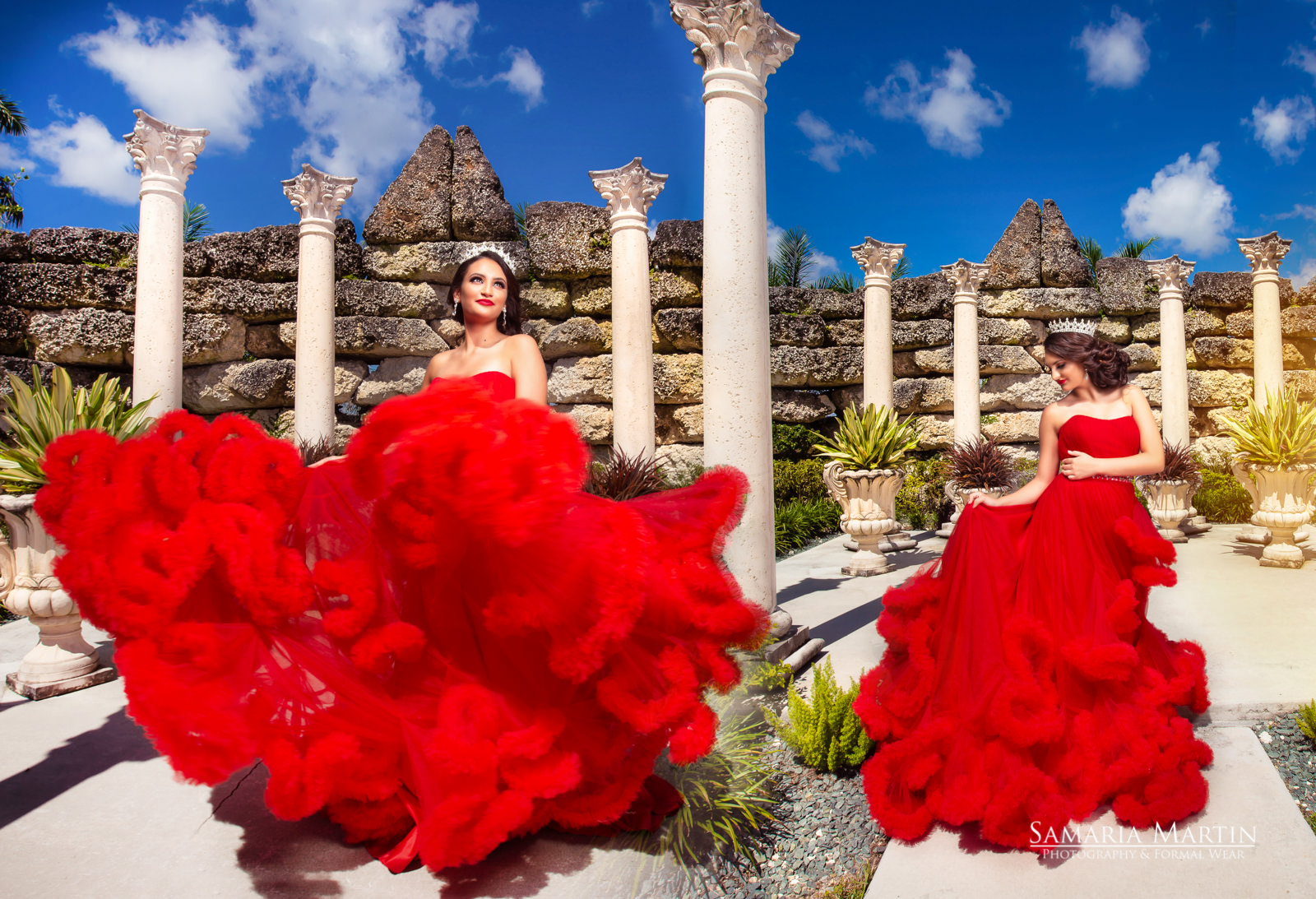 Quinceaneras dresses 2021, quinceanera red dress photoshoot, best quinceaneras pictures, best photographer in Miami, Samaria Martin Photographer 1