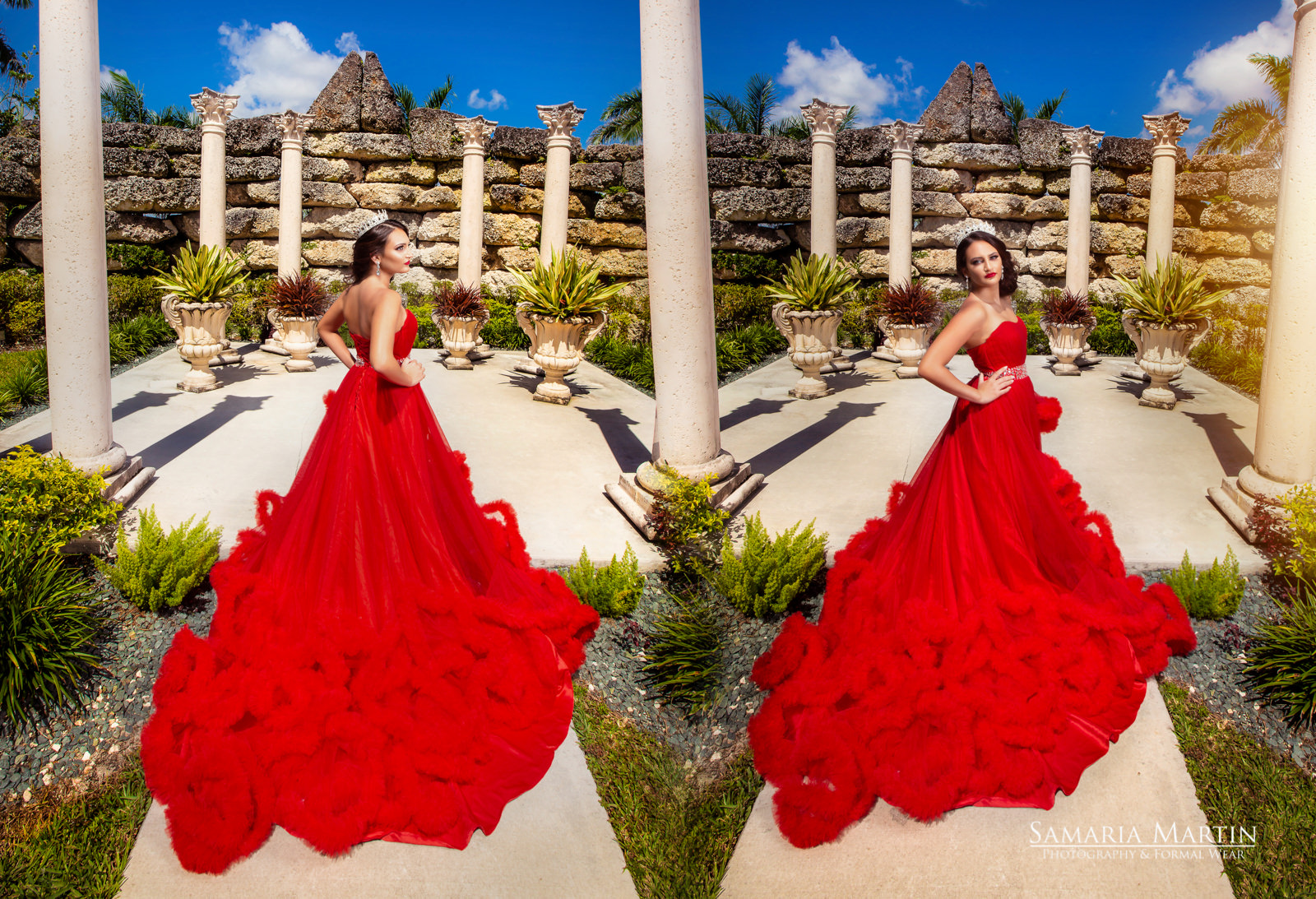 Quinceaneras dresses 2021, quinceanera red dress photoshoot, best quinceaneras pictures, best photographer in Miami, Samaria Martin Photographer 1