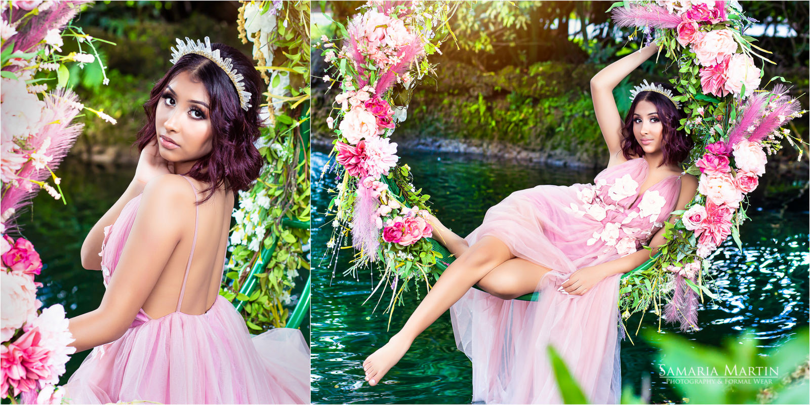 Quinceaneras dresses 2021, quinceanera with flowers photoshoot, best quinceaneras pictures, best photographer in Miami, Samaria Martin Photographer 2