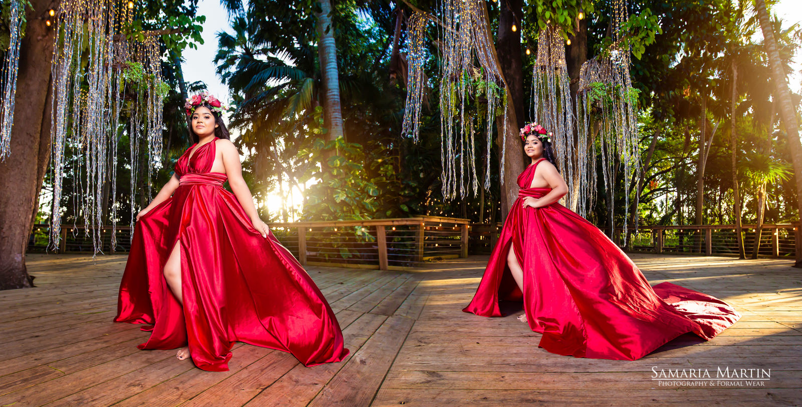 Miami Dress Rental, red flying dress, pink quinceanera dresses, quinceanera dresses near me, best Miami photographer 3