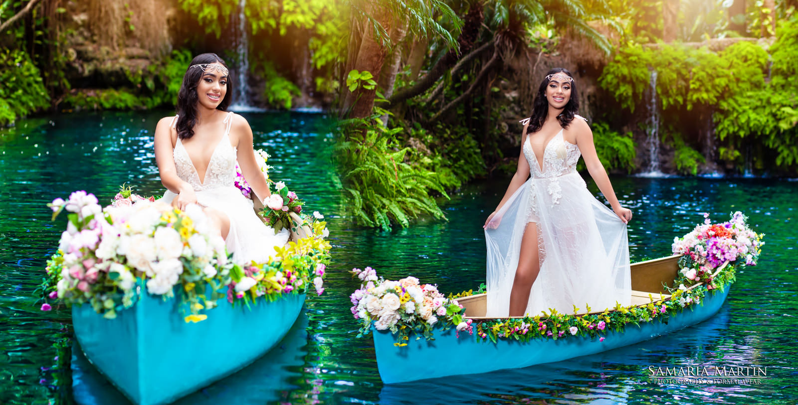 Quinceanera with flowers, quinceanera photoshoot in a lake, 15 photoshoot with flowers, best Tampa photographer, Samaria Martin photography (7)