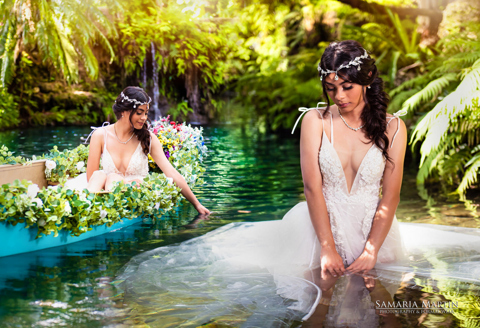15 photoshoot with flowers, best Miami photographer, Samaria Martin, white quinceanera dresses, Miami Villa Turqueza 1