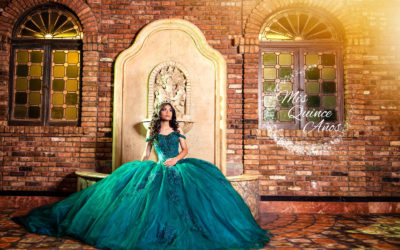Quinceanera with Green Dress