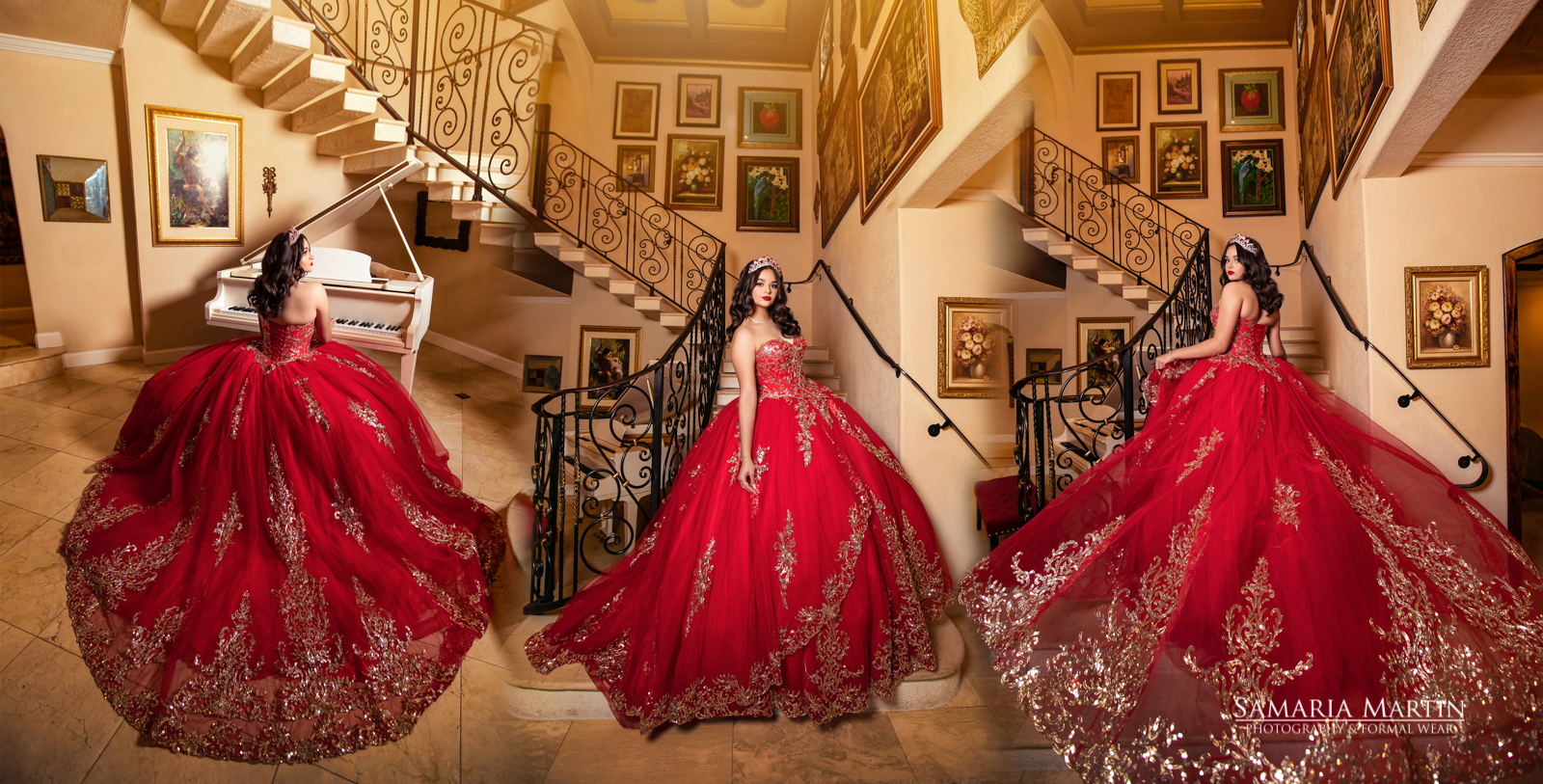 Villa Toscana Quinceanera, custom photoshoot quinceanera, Red Glam dresses, Samaria Martin best photographer, quinceaneras photoshoot in Miami (1)