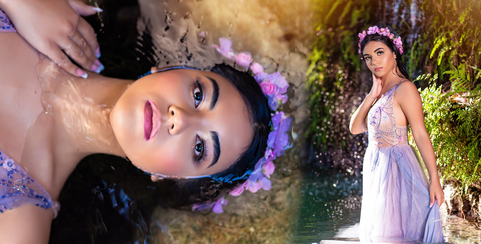 Photoshoot with flowers, photoshoot in a lake, best quinceañera dressed, best Water Dresses, Samaria Martin photography (1)