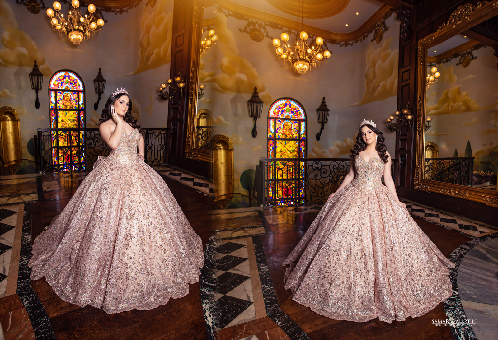 Foto de Quinceanera en Cru Building, blush dress quice, miami quince, dress rental quince