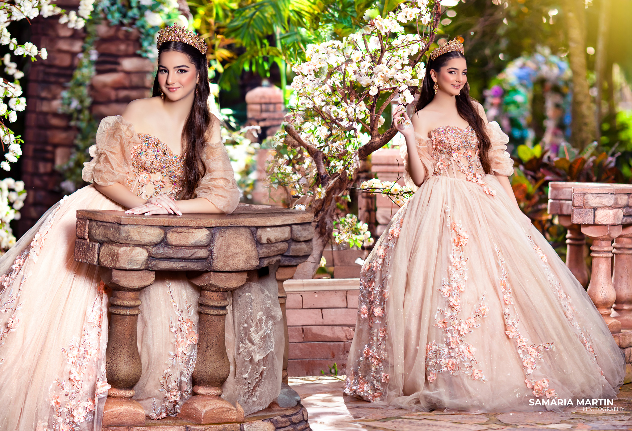 Canoe Photography.Quinceanera wearing a Ragazza Fashion Dress with sleeves